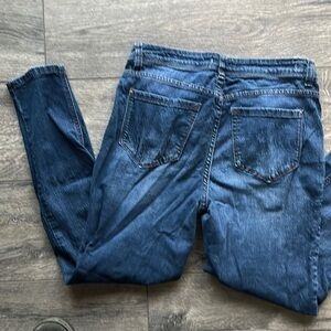 kensie jeans size 10 distressed blue denim bikercore stretchy